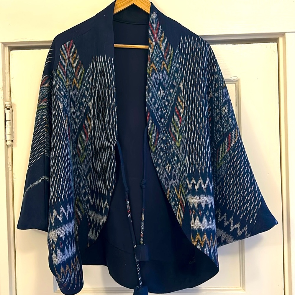 Thai ikat cardigan poncho
